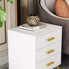 Famapy Chic White Nightstand: Stylish Storage with Golden Accents