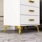 Famapy Chic White Nightstand: Stylish Storage with Golden Accents