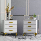 Famapy Chic White Nightstand: Stylish Storage with Golden Accents