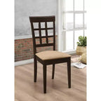 Simple Relax Set of 2 Upholstered Side Chairs in Cappuccino and Tan