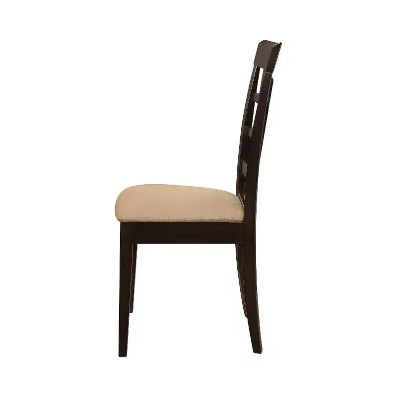 Simple Relax Set of 2 Upholstered Side Chairs in Cappuccino and Tan
