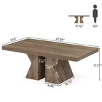 Lantine Wood Coffee Table, 47.24-Inch Rectangular Center Table with Thick Wooden Base, Farmhouse Wood-Look Cocktail Table for Living Room