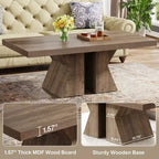 Lantine Wood Coffee Table, 47.24-Inch Rectangular Center Table with Thick Wooden Base, Farmhouse Wood-Look Cocktail Table for Living Room