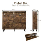 Shoe Storage, Freestanding Shoe Cabinet Storage with 4 Flip Drawers and Barn Door Design, Slim Narrow Shoe Rack Dresser, for Entryway, Foyer, Hallway