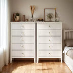Heynemo Fluted 3 or 5 Drawer Dresser  Tall Striped Chest with Silent Slides for Bedroom, Living Room, Hallway, Entryway