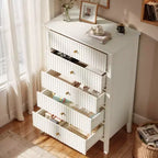 Heynemo Fluted 3 or 5 Drawer Dresser  Tall Striped Chest with Silent Slides for Bedroom, Living Room, Hallway, Entryway