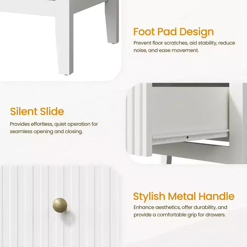 Heynemo Fluted 3 or 5 Drawer Dresser  Tall Striped Chest with Silent Slides for Bedroom, Living Room, Hallway, Entryway