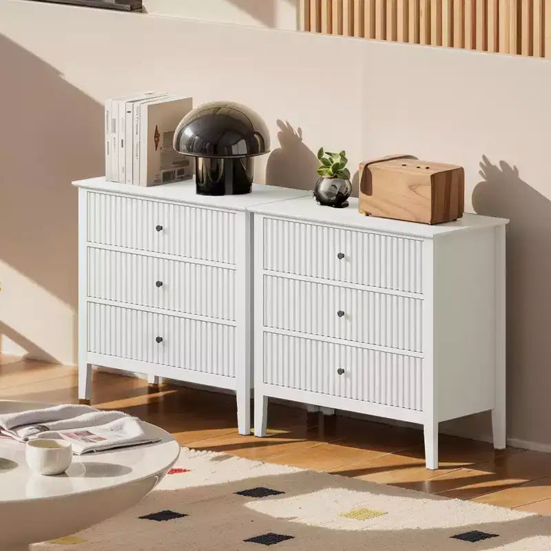 Heynemo Fluted 3 or 5 Drawer Dresser  Tall Striped Chest with Silent Slides for Bedroom, Living Room, Hallway, Entryway
