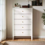 Heynemo Fluted 3 or 5 Drawer Dresser  Tall Striped Chest with Silent Slides for Bedroom, Living Room, Hallway, Entryway