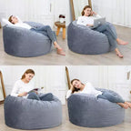 4FT Velvet Bean Bag Chair  Foam-Filled Round Lounger for Adults & Teens, Plush Soft Seating for Living Room, Dorm, or Lounge Areas