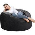 4FT Velvet Bean Bag Chair  Foam-Filled Round Lounger for Adults & Teens, Plush Soft Seating for Living Room, Dorm, or Lounge Areas
