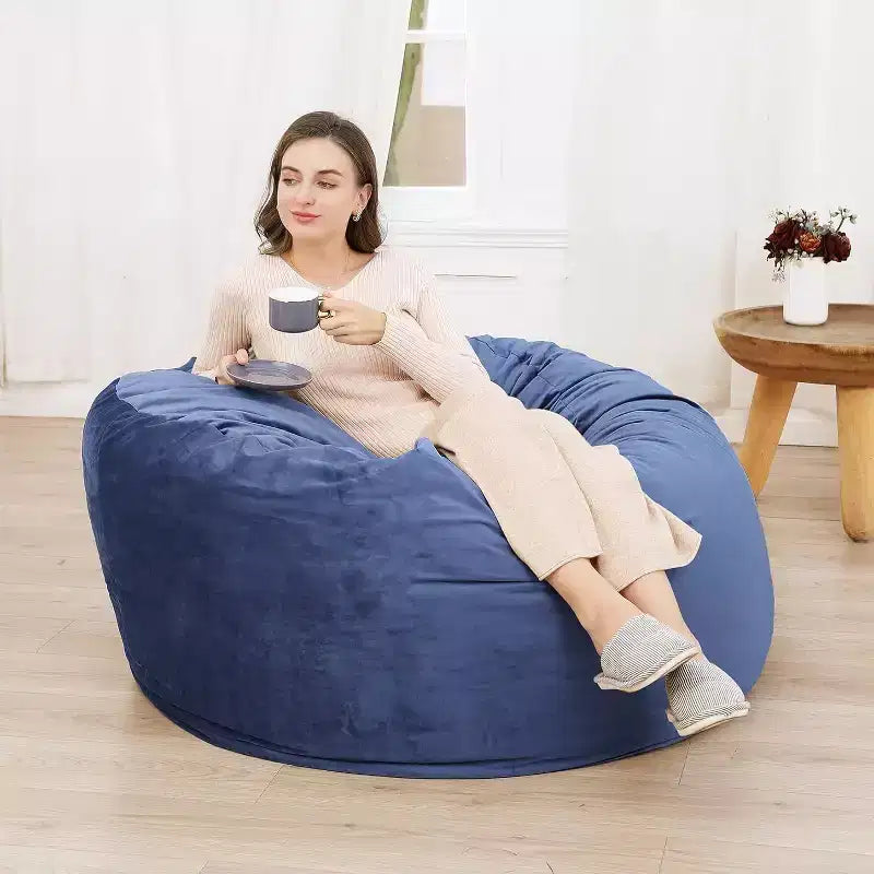 Pouf rond 4FT en velours, rempli de mousse, pour adultes et adolescents, siège doux et moelleux pour salon, dortoir ou espaces de détente