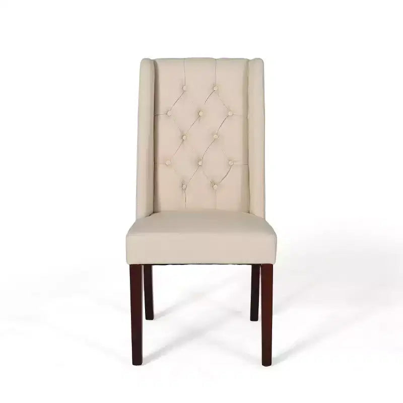 Set of 2 Dining Chairs Upholstered Chairs Armless Chairs with High Wingback & Button Tufted Diamond Stitching, Blue/Beige/Gray/Brown/Red/Black-Merax
