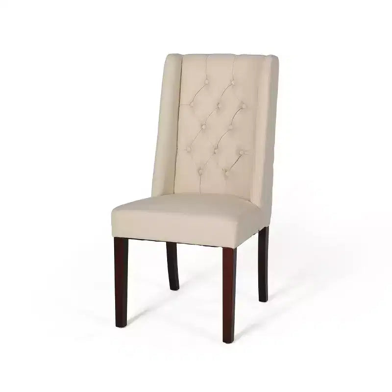Set of 2 Dining Chairs Upholstered Chairs Armless Chairs with High Wingback & Button Tufted Diamond Stitching, Blue/Beige/Gray/Brown/Red/Black-Merax