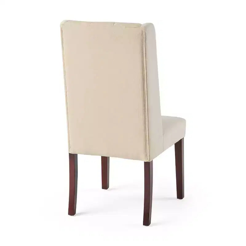 Set of 2 Dining Chairs Upholstered Chairs Armless Chairs with High Wingback & Button Tufted Diamond Stitching, Blue/Beige/Gray/Brown/Red/Black-Merax