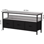 55 Black TV Stand with Grey Drawers, Dresser-Style Entertainment Center for Living Room & Bedroom Storage