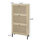 Vatros Rattan 3 Door Shoe Rack Freestanding Modern Shoe Storage Cabinet