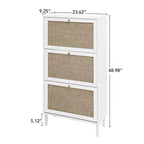 Vatros Rattan 3 Door Shoe Rack Freestanding Modern Shoe Storage Cabinet