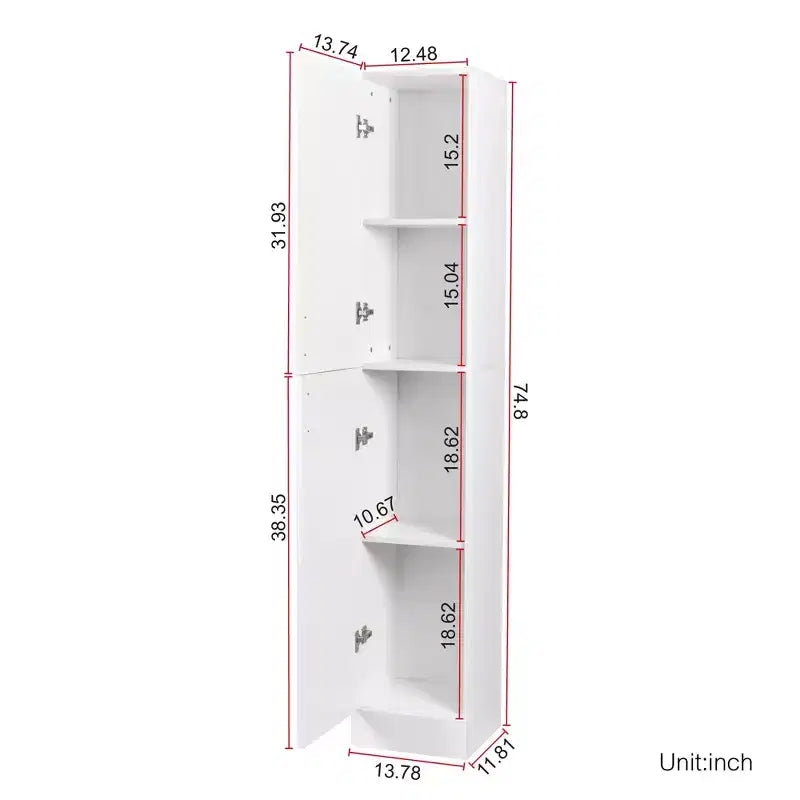 CLIHOME 2 Doors Freestanding Decorative Storage Cabinets with Adjustable Shelves