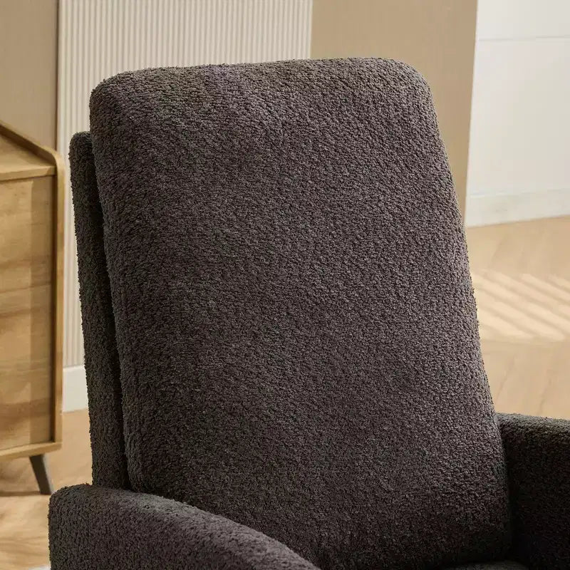 Okak Rocking Accent Chair Living Room Chair with High Back Glider and Side Pocket Retractable Footrest Armchair for Bedroom Nursery
