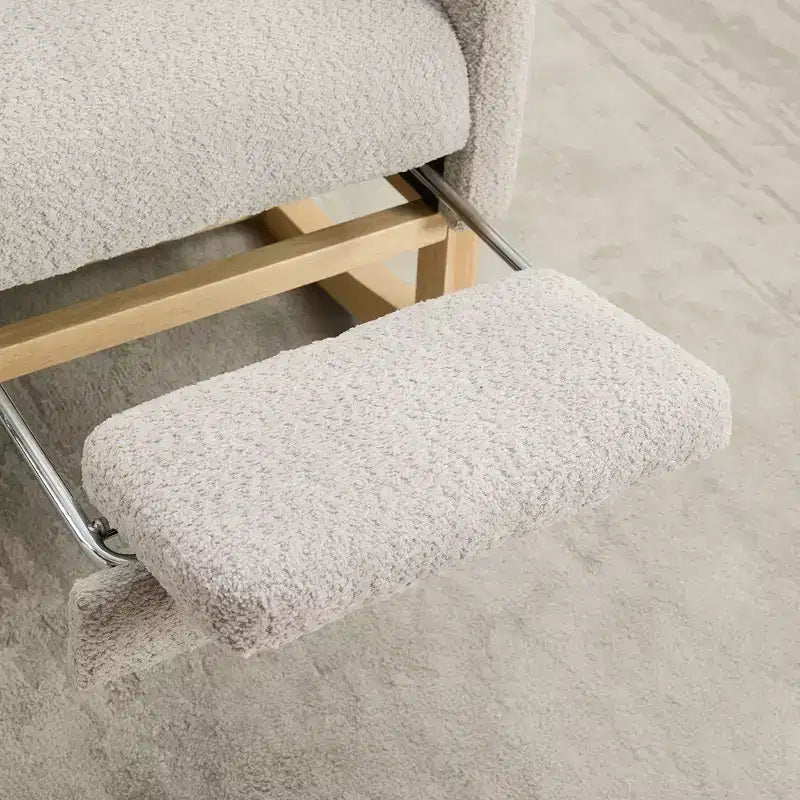 Okak Rocking Accent Chair Living Room Chair with High Back Glider and Side Pocket Retractable Footrest Armchair for Bedroom Nursery