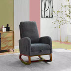 Okak Rocking Accent Chair Living Room Chair with High Back Glider and Side Pocket Retractable Footrest Armchair for Bedroom Nursery