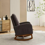 Okak Rocking Accent Chair Living Room Chair with High Back Glider and Side Pocket Retractable Footrest Armchair for Bedroom Nursery