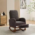 Okak Rocking Accent Chair Living Room Chair with High Back Glider and Side Pocket Retractable Footrest Armchair for Bedroom Nursery