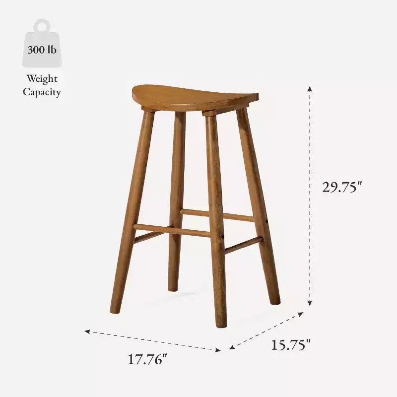 Maven Lane Luna Backless Wooden Kitchen Bar Stool 30