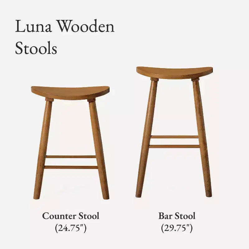 Maven Lane Luna Backless Wooden Kitchen Bar Stool 30