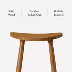 Maven Lane Luna Backless Wooden Kitchen Bar Stool 30