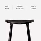 Maven Lane Luna Backless Wooden Kitchen Bar Stool 30