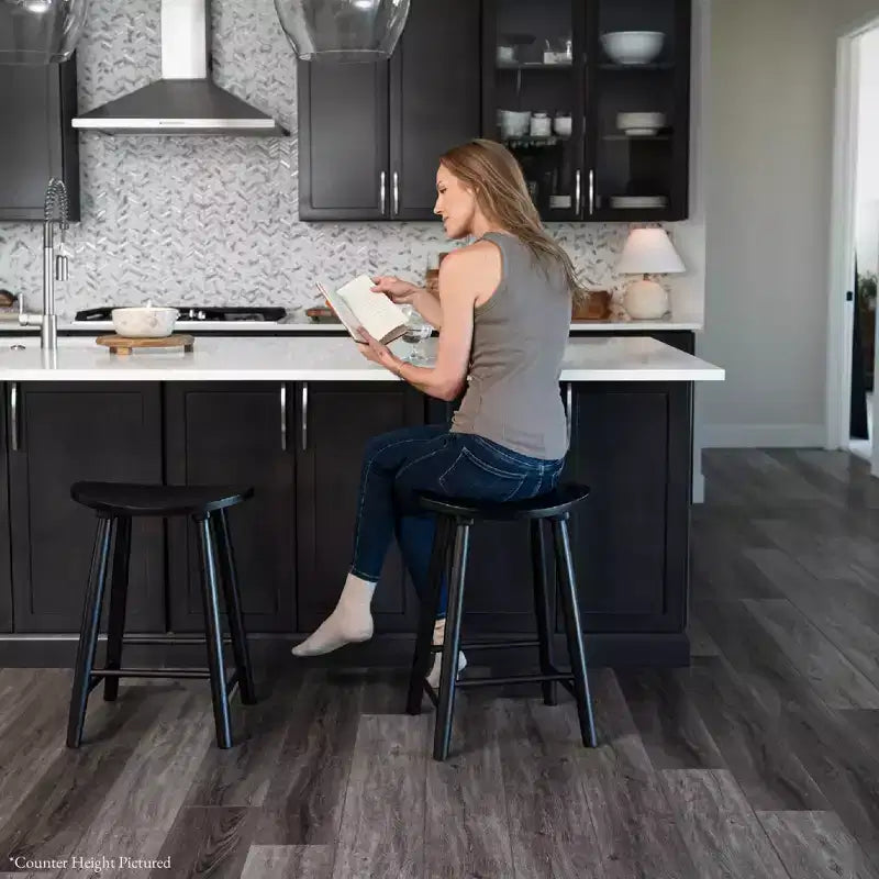 Maven Lane Luna Backless Wooden Kitchen Bar Stool 30