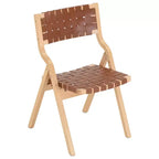 MAYEERTY 2-Set Wood Foldable & Stackable Dining Chairs for Dining Room, Woven Seat & Back, Beige - Natural