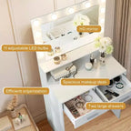 Okak 2-Tier Vanity Dresser with Touch Lights, 3 Brightness Levels, Large Drawer & Compact Makeup Table for Small Bedrooms