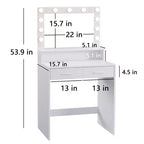 Okak 2-Tier Vanity Dresser with Touch Lights, 3 Brightness Levels, Large Drawer & Compact Makeup Table for Small Bedrooms
