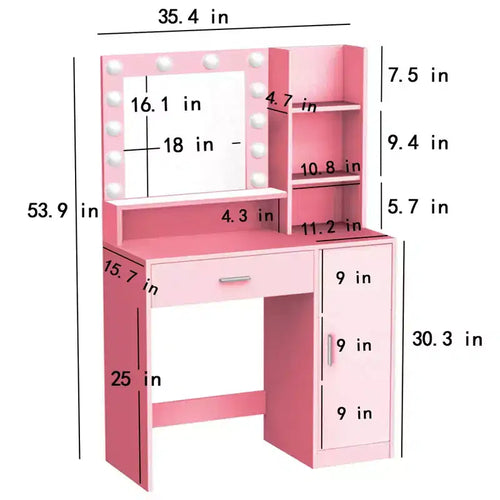 Coiffeuse 2 Niveaux avec Lumières Tactiles, 3 Niveaux de Luminosité, Grand Tiroir et Table de Maquillage Compacte pour Petites Chambres