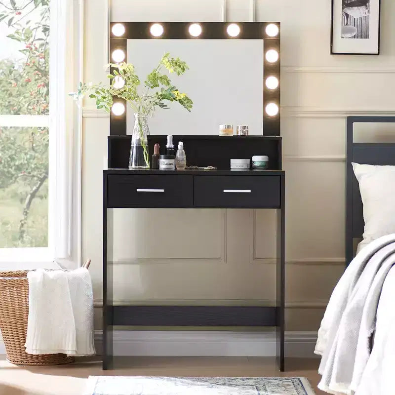 2-Tier Vanity Dresser with Touch Lights, 3 Brightness Levels, Large Drawer & Compact Makeup Table for Small Bedrooms