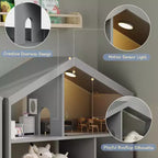 Kids Bookshelf, Toy Storage Organizer, Wooden Kids Bookcase with Motion Sensor Light, Dollhouse Bookcase for Playroom Bedroom Nursery Classroom