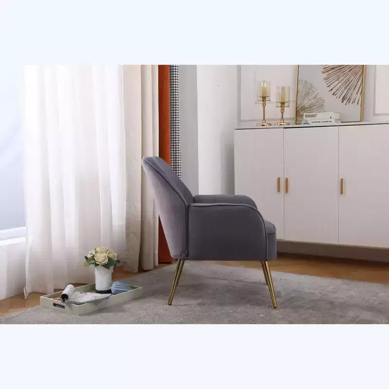 Okak Modern Velvet Accent Chair Living Room Chair with Upholstered Mid-Century Stylish Armchair with Golden Wood Legs for Reading Room Bedroom
