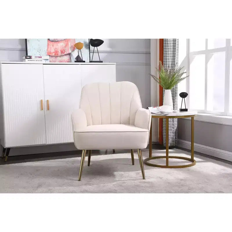 Okak Modern Velvet Accent Chair Living Room Chair with Upholstered Mid-Century Stylish Armchair with Golden Wood Legs for Reading Room Bedroom