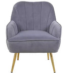 Okak Modern Velvet Accent Chair Living Room Chair with Upholstered Mid-Century Stylish Armchair with Golden Wood Legs for Reading Room Bedroom