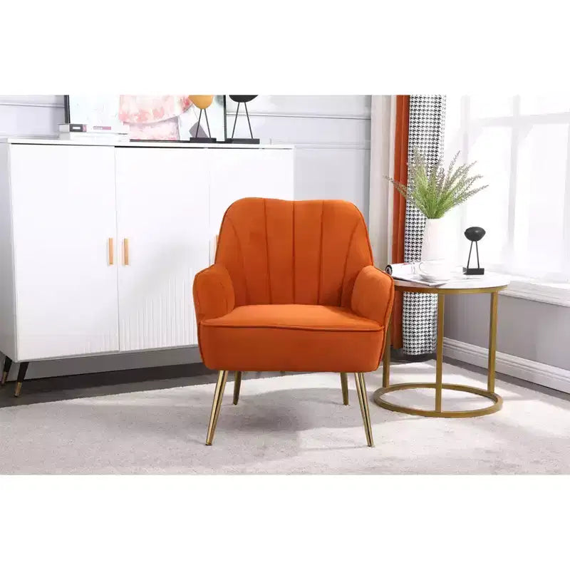 Okak Modern Velvet Accent Chair Living Room Chair with Upholstered Mid-Century Stylish Armchair with Golden Wood Legs for Reading Room Bedroom