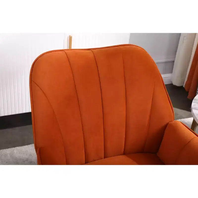 Okak Modern Velvet Accent Chair Living Room Chair with Upholstered Mid-Century Stylish Armchair with Golden Wood Legs for Reading Room Bedroom