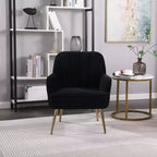 Okak Modern Velvet Accent Chair Living Room Chair with Upholstered Mid-Century Stylish Armchair with Golden Wood Legs for Reading Room Bedroom