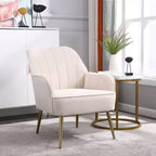 Okak Modern Velvet Accent Chair Living Room Chair with Upholstered Mid-Century Stylish Armchair with Golden Wood Legs for Reading Room Bedroom
