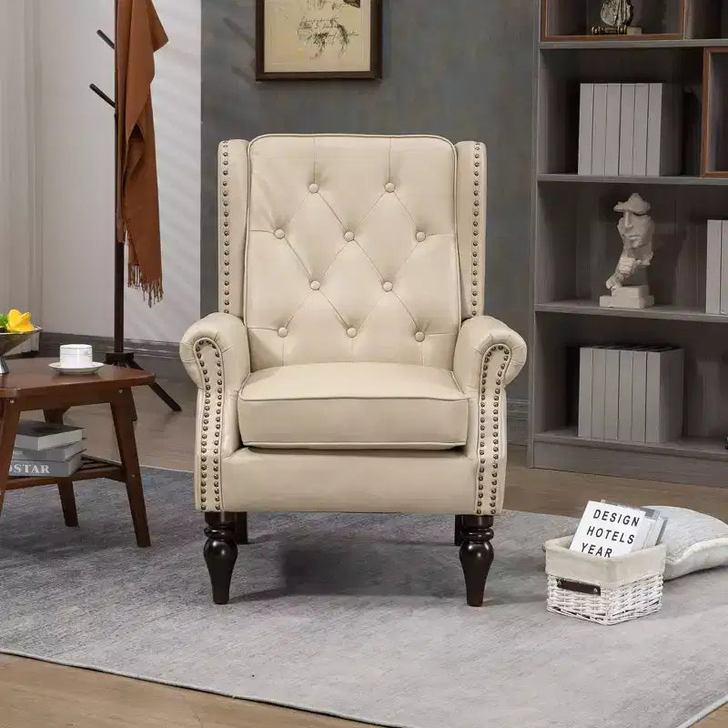 Accent Chair for Bedroom, Modern Wood Frame Armchair with Sturdy Wood Legs for Living Room
