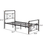 Twin Size Modern Water Pipe Iron Bed Frame with Cross Design