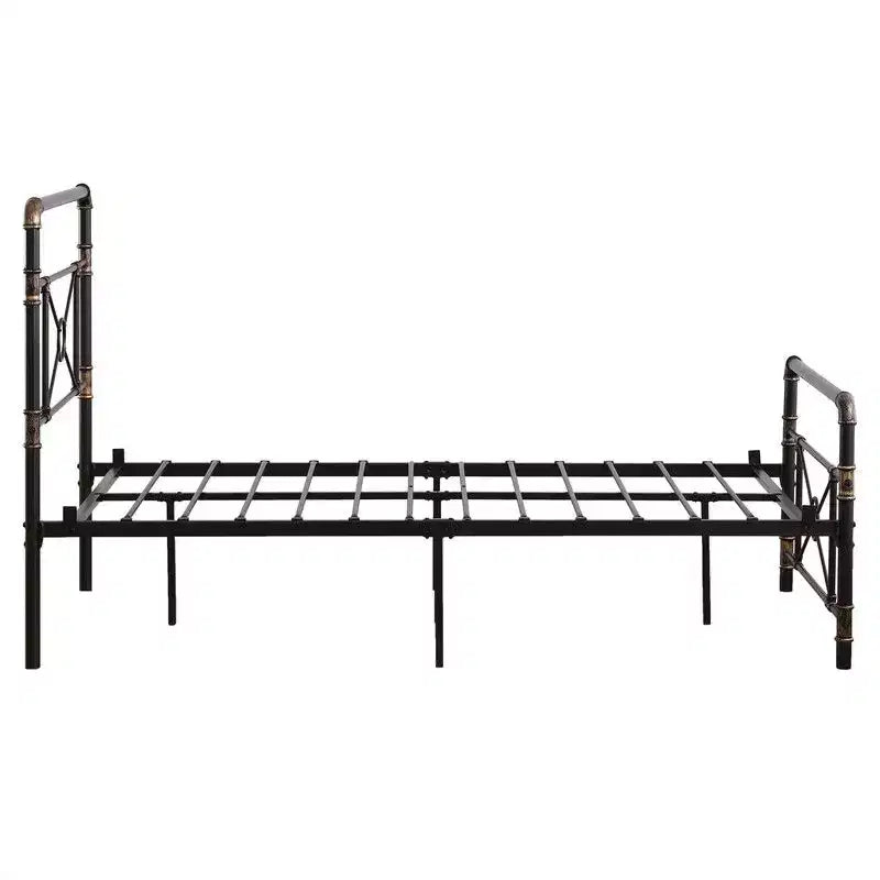 Twin Size Modern Water Pipe Iron Bed Frame with Cross Design