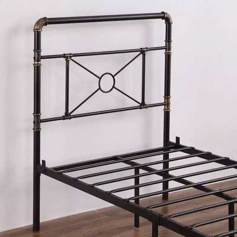 Twin Size Modern Water Pipe Iron Bed Frame with Cross Design